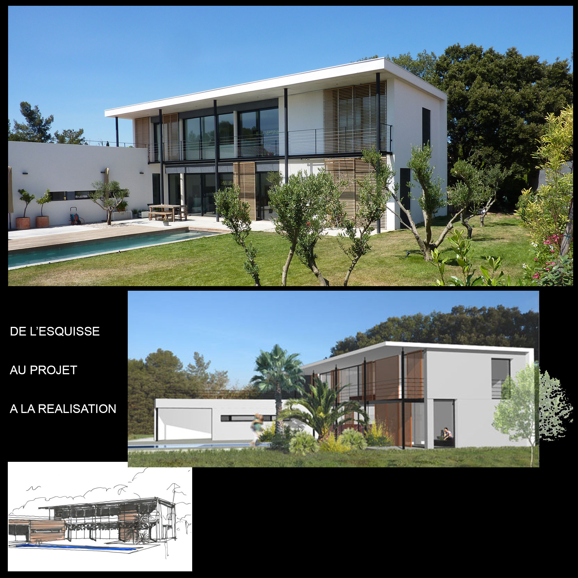 de l'esquisse archi à la vue 3D insertion à la réalisation